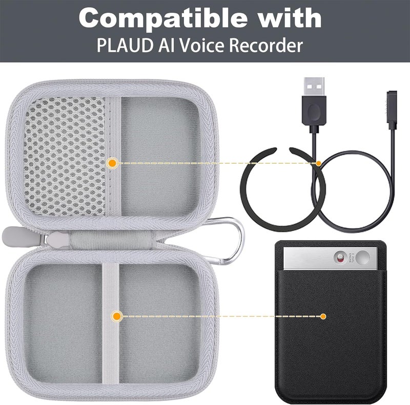 Baval Hard Carrying Travel Case for PLAUD Note/Note Pro AI Voice Recorder,Compatible with Digital Recorder and Magnetic Protective Case(White) - Image 3